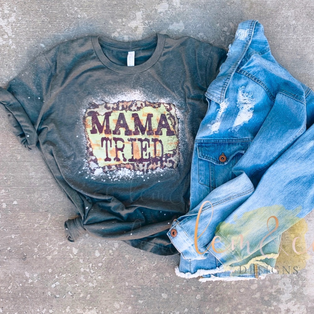 Mama Tried green bleached animal print tee